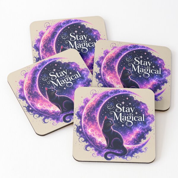 Item preview, Mystical Black Cat Moon Stay Magical Galaxy designed and sold by Retro Rascals Co..