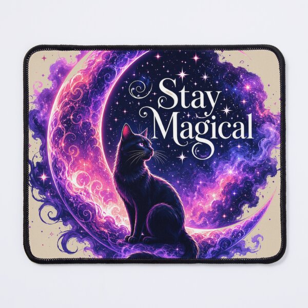 Item preview, Mystical Black Cat Moon Stay Magical Galaxy designed and sold by Retro Rascals Co..