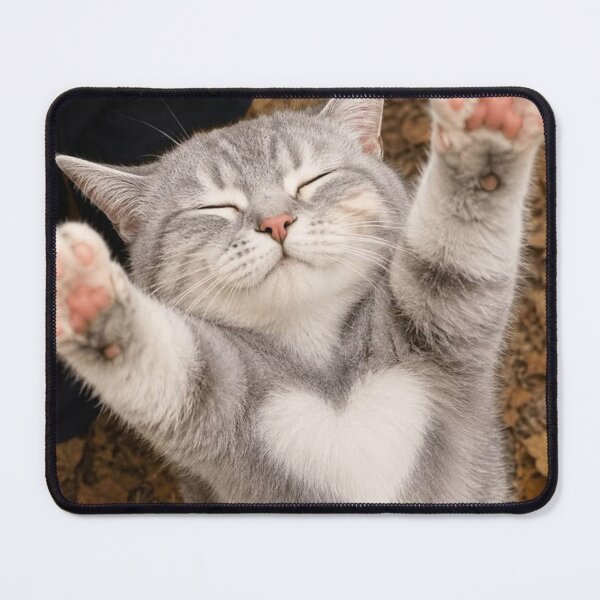 Item preview, Happy Gray Cat with Heart Mark | Cute Kitty Reaching Up designed and sold by Jesus-istheway.