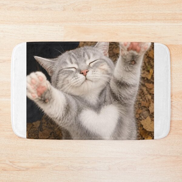 Item preview, Happy Gray Cat with Heart Mark | Cute Kitty Reaching Up designed and sold by Jesus-istheway.