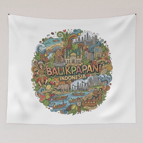 Item preview, Wonderful Balikpapan Indonesia Travel Souvenir Heritage Colorful Cultural Doodle designed and sold by arisukma11.