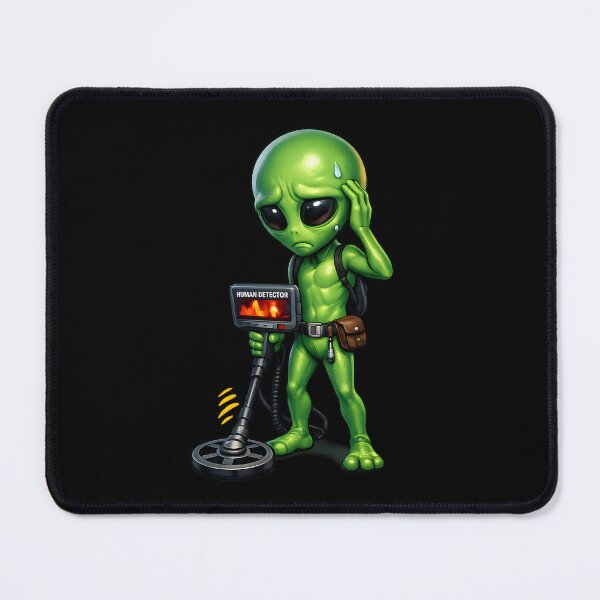Item preview, Alien Searching for Humans with Detector Funny Sci-Fi Illustration designed and sold by builtforyou.