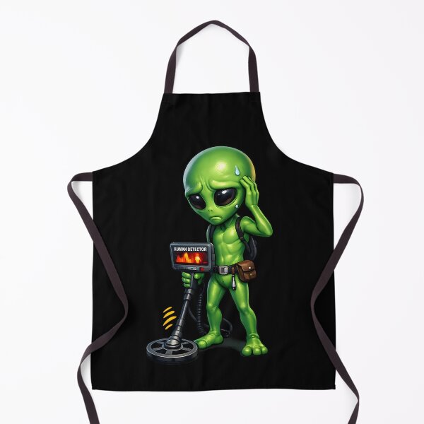 Item preview, Alien Searching for Humans with Detector Funny Sci-Fi Illustration designed and sold by builtforyou.