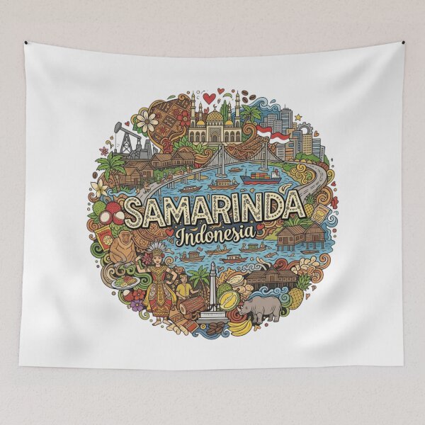 Item preview, Wonderful Samarinda Indonesia Travel Souvenir Heritage Colorful Cultural Doodle designed and sold by arisukma11.