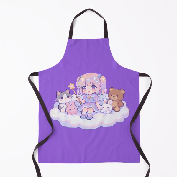 Item preview, Magical Girl on Cloud with Plushies - Kawaii Pixel Art designed and sold by PotionPixelArt.
