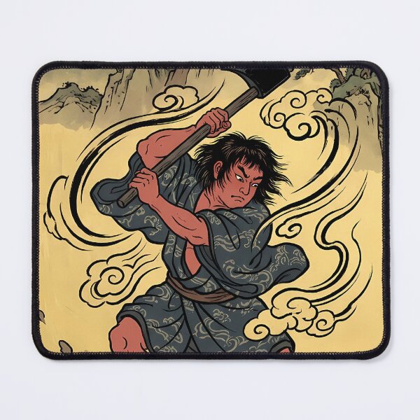 Item preview, Dynamic Samurai Warrior Axe Strike Ukiyo-e Art designed and sold by TokyoUkiyoHouse.