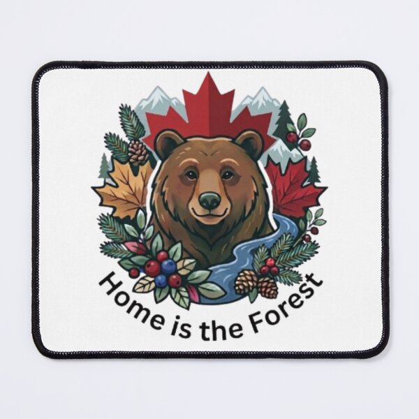 Item preview, Home Is The Forest Canadian Bear Illustration designed and sold by Northern Glow Art.