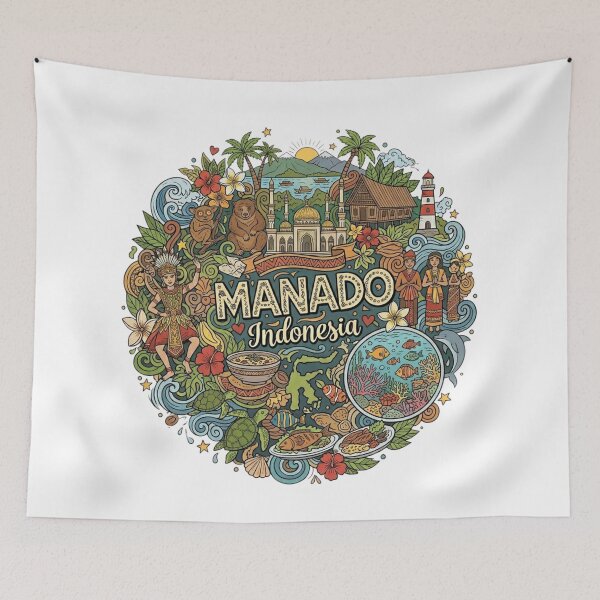 Item preview, Wonderful Manado Indonesia Travel Souvenir Heritage Colorful Cultural Doodle  designed and sold by arisukma11.