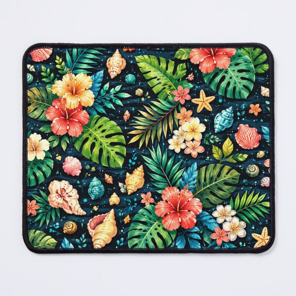 Item preview, Tropical Hyacinth Flowers, Palm Leaves and Shells Pattern designed and sold by DEC02.