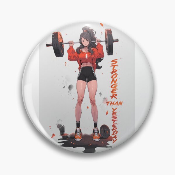 Item preview, Stronger Than Yesterday Cute Anime Girl Weightlifting Gym Graphic designed and sold by Digistore1221.