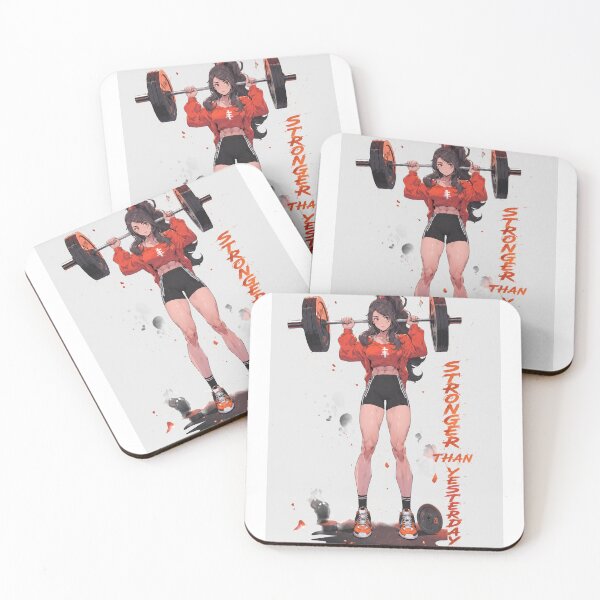 Item preview, Stronger Than Yesterday Cute Anime Girl Weightlifting Gym Graphic designed and sold by Digistore1221.
