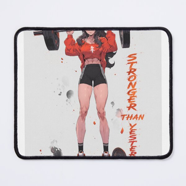 Item preview, Stronger Than Yesterday Cute Anime Girl Weightlifting Gym Graphic designed and sold by Digistore1221.