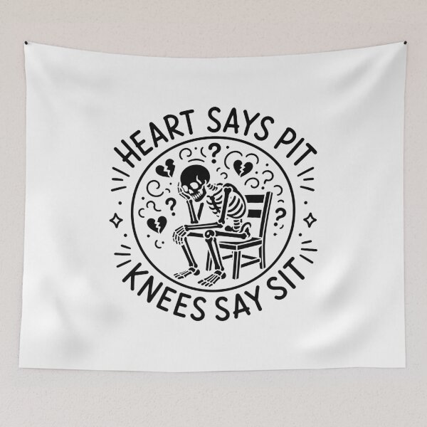 Item preview, Heart Says Pit Knees Say Sit Funny Confused Skeleton designed and sold by gunaone-design.
