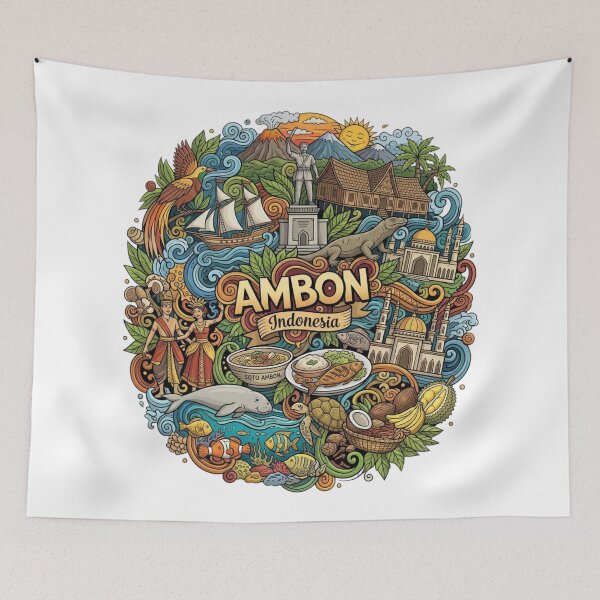 Item preview, Wonderful Ambon Indonesia Travel Souvenir Heritage Colorful Cultural Doodle designed and sold by arisukma11.