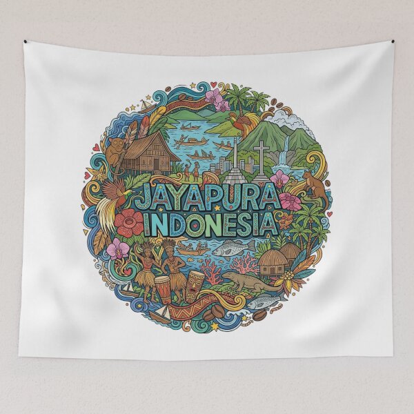 Item preview, Wonderful Jayapura Indonesia Travel Souvenir Heritage Colorful Cultural Doodle designed and sold by arisukma11.