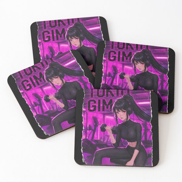 Item preview, Tokio Gym Anime Girl Fitness Neon Cyberpunk Weightlifting Art designed and sold by Digistore1221.