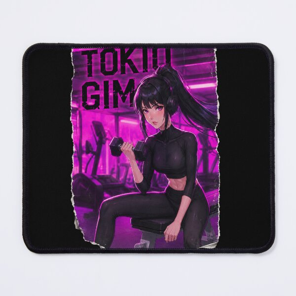 Item preview, Tokio Gym Anime Girl Fitness Neon Cyberpunk Weightlifting Art designed and sold by Digistore1221.