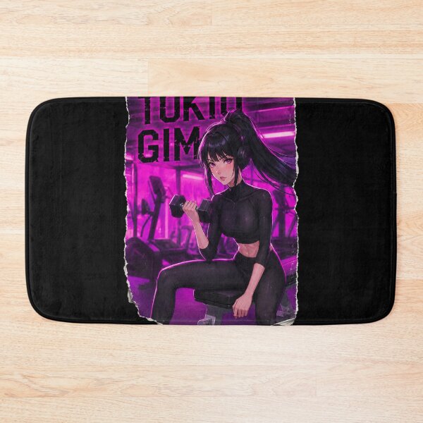 Item preview, Tokio Gym Anime Girl Fitness Neon Cyberpunk Weightlifting Art designed and sold by Digistore1221.
