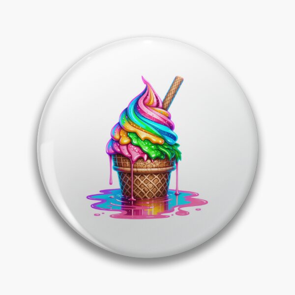 Item preview, Rainbow Melting Ice Cream Cone Illustration | Colorful Dessert Art Sticker designed and sold by Celebrate & Sparkle.