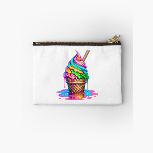 Item preview, Rainbow Melting Ice Cream Cone Illustration | Colorful Dessert Art Sticker designed and sold by Celebrate & Sparkle.