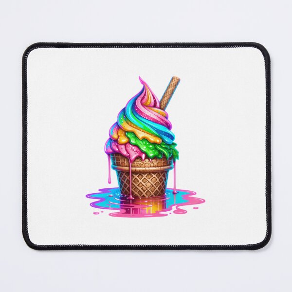 Item preview, Rainbow Melting Ice Cream Cone Illustration | Colorful Dessert Art Sticker designed and sold by Celebrate & Sparkle.