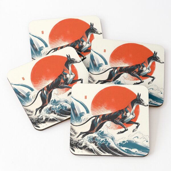 Item preview, GALOGO - Ukiyo-e Suibokuga Greyhounds - Vol. II - Ukiyo Motion Collection - Wave Runner designed and sold by GALOGO – Art for Sighthounds & Animal Welfare.