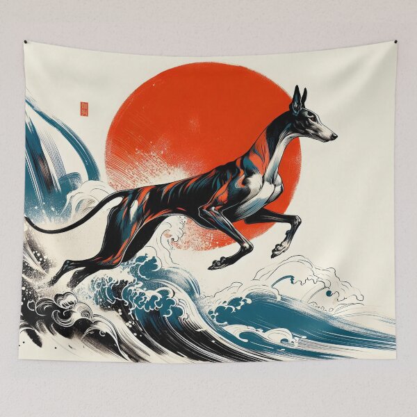Item preview, GALOGO - Ukiyo-e Suibokuga Greyhounds - Vol. II - Ukiyo Motion Collection - Wave Runner designed and sold by GALOGO – Art for Sighthounds & Animal Welfare.