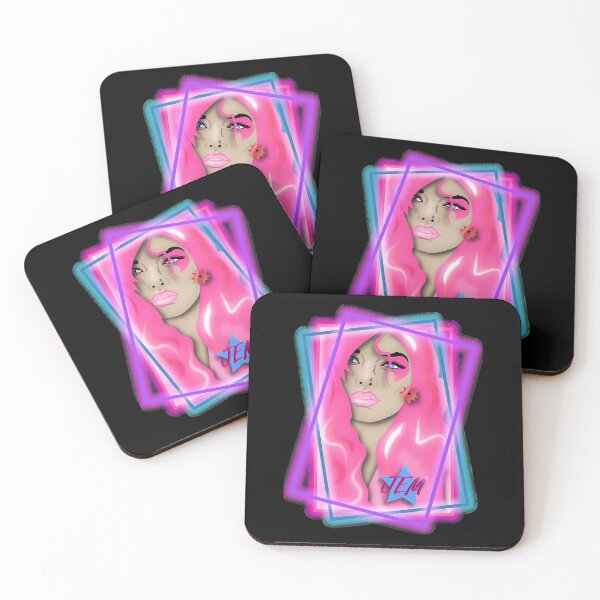 Item preview, Pink Hair Pop Star Girl Neon Square Frame designed and sold by BLK Royalz.