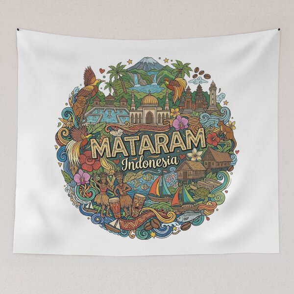 Item preview, Wonderful Mataram Indonesia Travel Souvenir Heritage Colorful Cultural Doodle T-Shirt designed and sold by arisukma11.