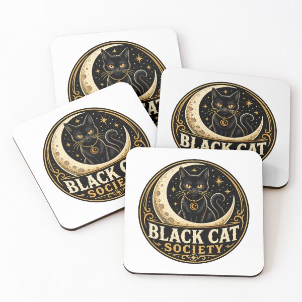 Item preview, Black Cat Society Halloween Badge Vector designed and sold by wizooo411.