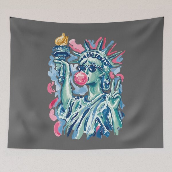 Item preview, Brushstroke Statue of Liberty Blowing Bubble Gum 4th of July Comfort Colors designed and sold by KristineLi.