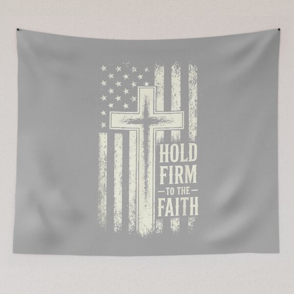 Item preview, Hold Firm to the Faith Christian Patriotic Flag and Cross designed and sold by KathieFaugh.