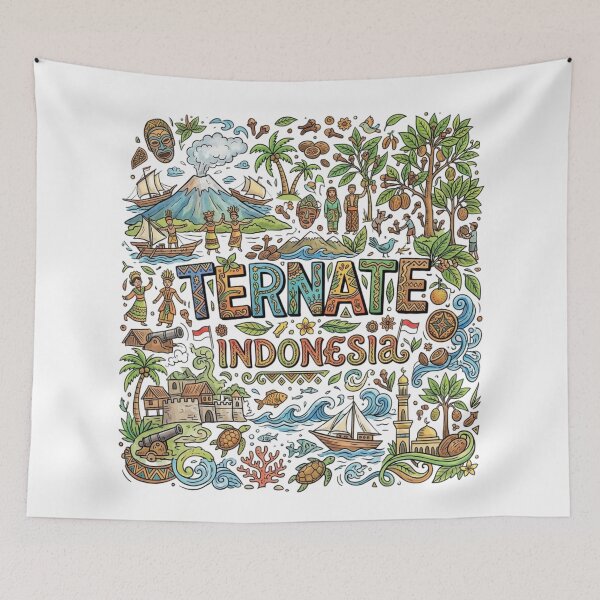 Item preview, Wonderful Ternate Indonesia Travel Souvenir Heritage Colorful Cultural Doodle designed and sold by arisukma11.