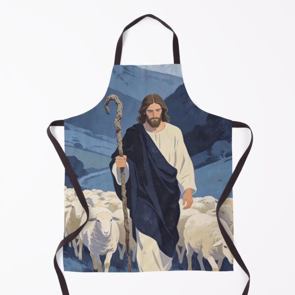 Item preview, The Good Shepherd Jesus with Sheep Christian Faith Biblical Art designed and sold by Jesus-istheway.