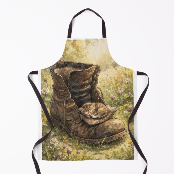 Item preview, Tiny Kitten Resting in a Giant Vintage Leather Boot Miniature Illustration designed and sold by DuckOddity.