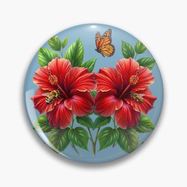 Item preview, Botanical Red Hibiscus Floral and Wildlife Garden Art designed and sold by digitalbob60.