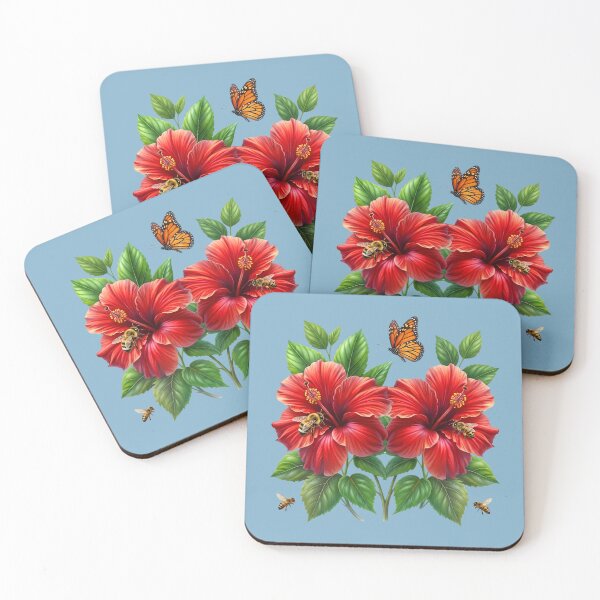 Item preview, Botanical Red Hibiscus Floral and Wildlife Garden Art designed and sold by digitalbob60.