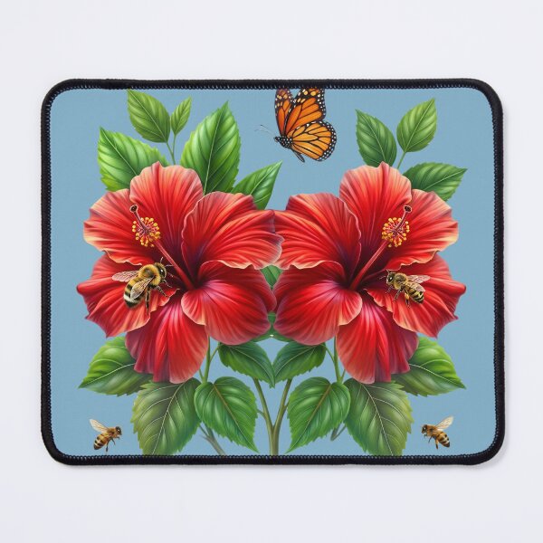 Item preview, Botanical Red Hibiscus Floral and Wildlife Garden Art designed and sold by digitalbob60.