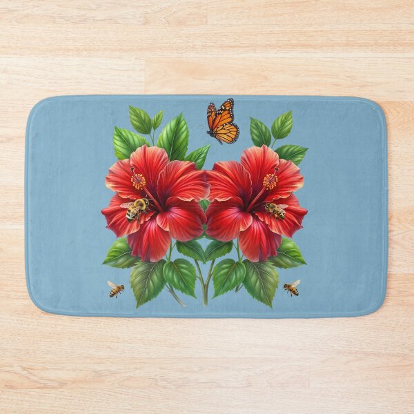 Item preview, Botanical Red Hibiscus Floral and Wildlife Garden Art designed and sold by digitalbob60.