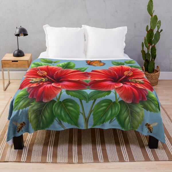 Item preview, Botanical Red Hibiscus Floral and Wildlife Garden Art designed and sold by digitalbob60.