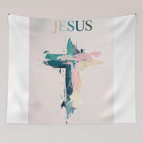 Item preview, Abstract Jesus Cross Pastel Christian Wall Art | Modern Faith Minimalist Design designed and sold by Jesus-istheway.