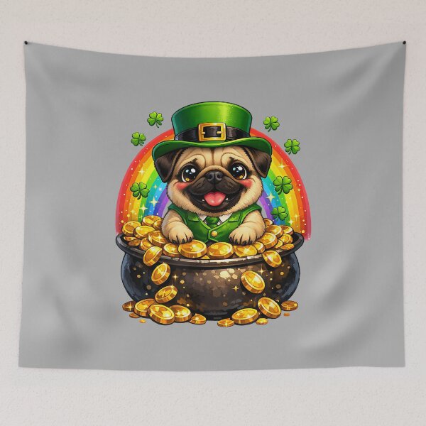 Item preview, Happy Leprechaun Pug Cute Dog Mom Dad Lover Owner Breeder designed and sold by ArleneRowe.