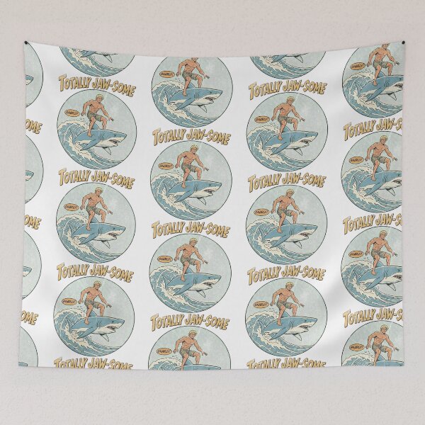 Item preview, Totally Jaw Some Surfer Riding a Shark designed and sold by Nacho Average Designs.