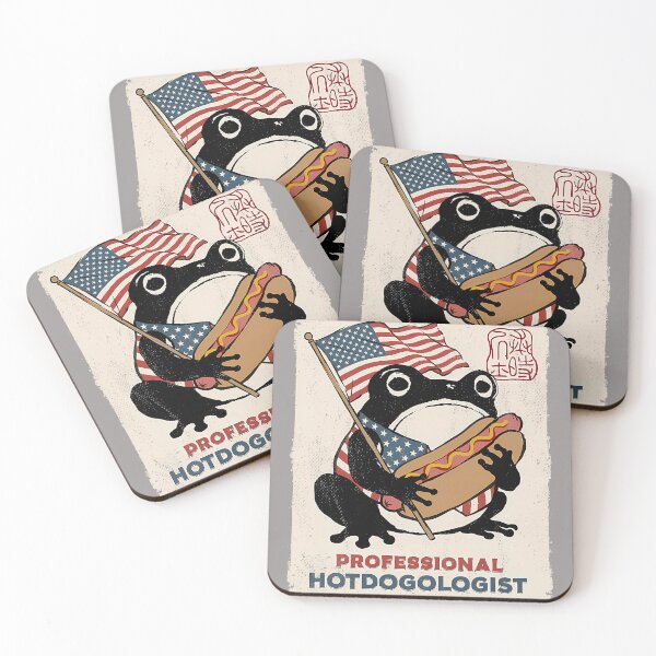 Item preview, Hotdogologist Grumpy Frog Hot Dog 4th of July Japanese Premium Tri-Blend designed and sold by KathieFaugh.