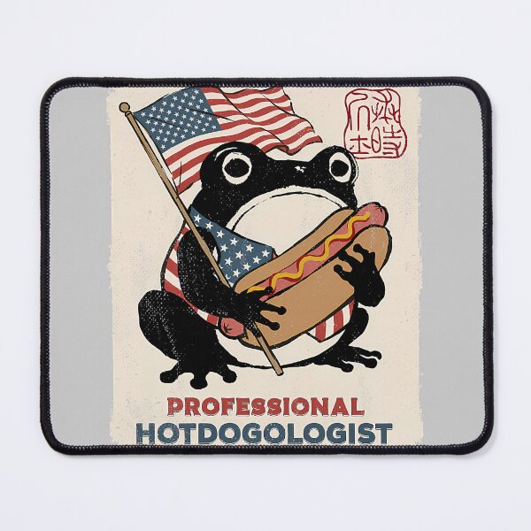 Item preview, Hotdogologist Grumpy Frog Hot Dog 4th of July Japanese Premium Tri-Blend designed and sold by KathieFaugh.