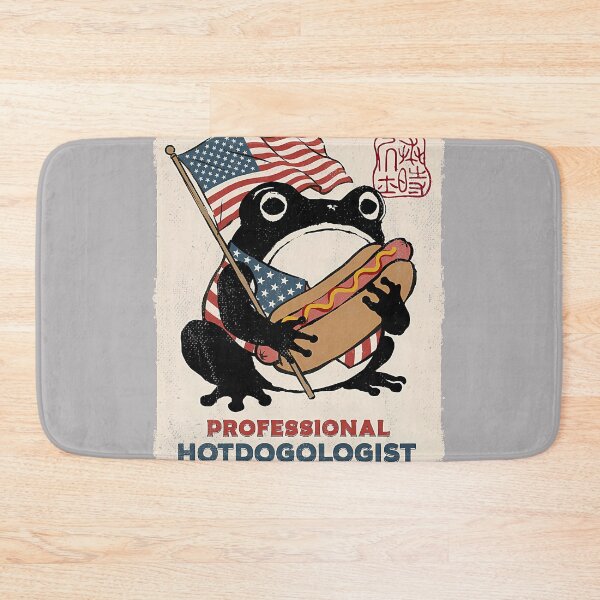 Item preview, Hotdogologist Grumpy Frog Hot Dog 4th of July Japanese Premium Tri-Blend designed and sold by KathieFaugh.
