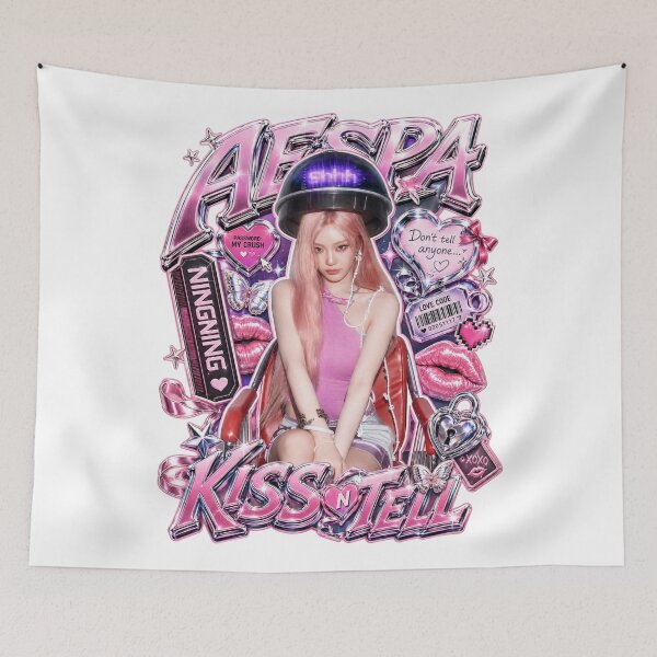 Item preview, Ningning aespa Neon Butterfly Kiss n Tell Glow Graphic | Merch Collection designed and sold by Valereekmerch.