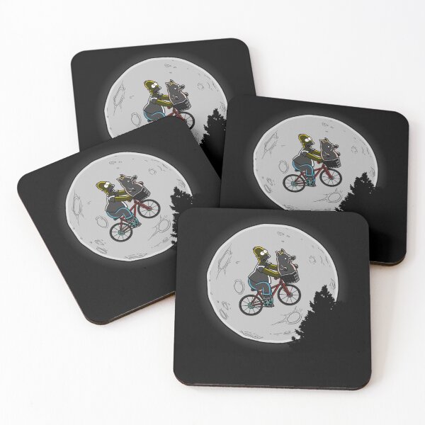 Item preview, Cartoon Man Riding Bicycle With Pig In Basket Across Moon designed and sold by mayalynne.