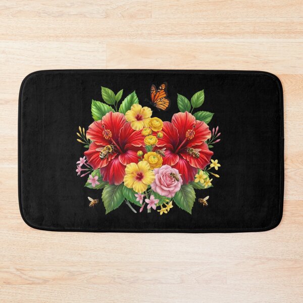 Item preview, Vibrant Tropical Hibiscus Bouquet with Bees and Butterfly designed and sold by digitalbob60.