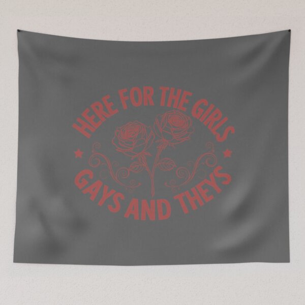 Item preview, Floral Retro Here for the Girls Gays and Theys Queer LGBT Comfort Colors designed and sold by KristineLi.